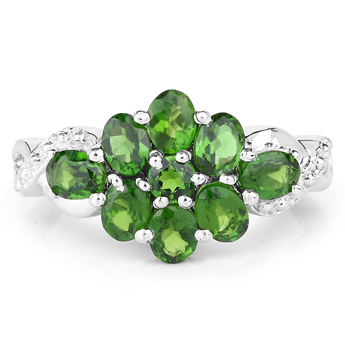 1.64 Carat Genuine Chrome Diopside .925 Sterling Silver Ring