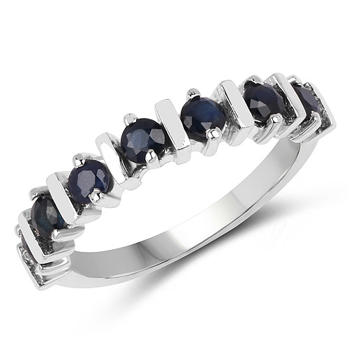 Sapphire-0.91 Carat Genuine Blue Sapphire .925 Sterling Silver Ring