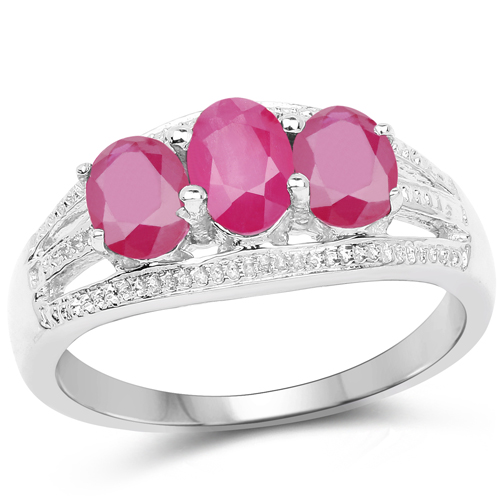 1.25 Carat Glass Filled Ruby .925 Sterling Silver Ring