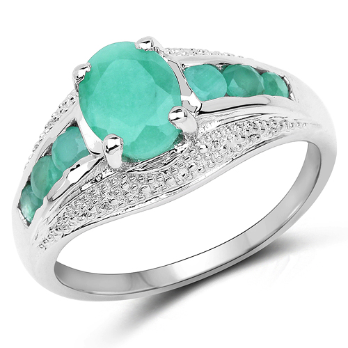 1.46 Carat Genuine Emerald .925 Sterling Silver Ring