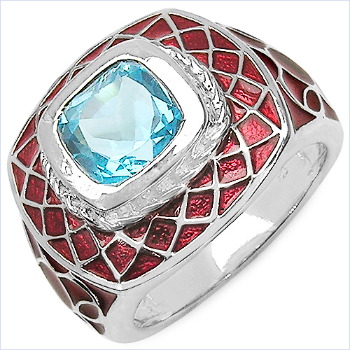 Rings-2.65 Carat Genuine Swiss Blue Topaz .925 Sterling Silver Ring