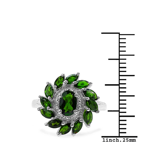 1.43 Carat Genuine Chrome Diopside .925 Sterling Silver Ring