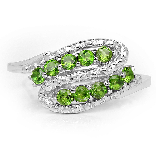 0.50 Carat Genuine Chrome Diopside .925 Sterling Silver Ring