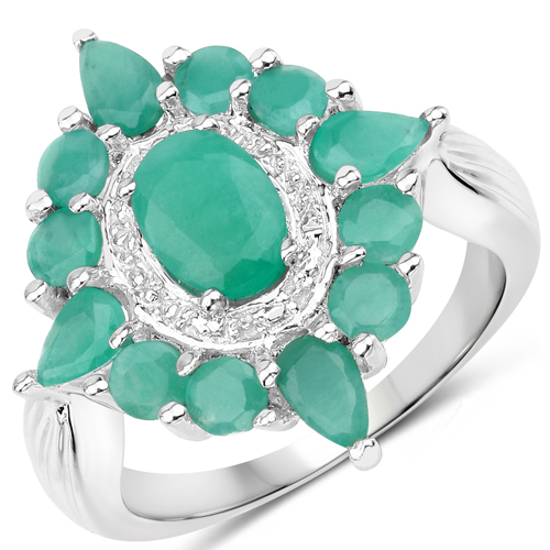 Emerald-2.37 Carat Genuine Emerald .925 Sterling Silver Ring