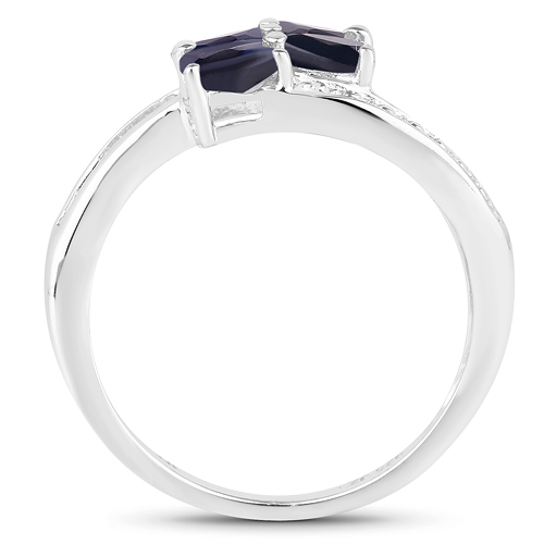 1.00 Carat Genuine Blue Sapphire .925 Sterling Silver Ring