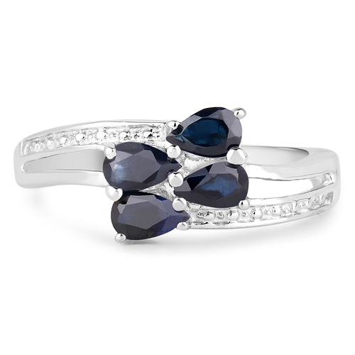 1.00 Carat Genuine Blue Sapphire .925 Sterling Silver Ring