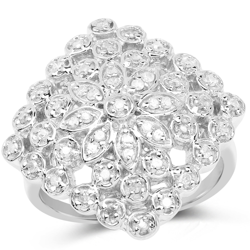 Diamond-0.33 Carat Genuine White Diamond .925 Sterling Silver Ring