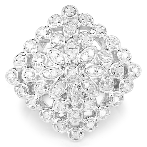 0.33 Carat Genuine White Diamond .925 Sterling Silver Ring