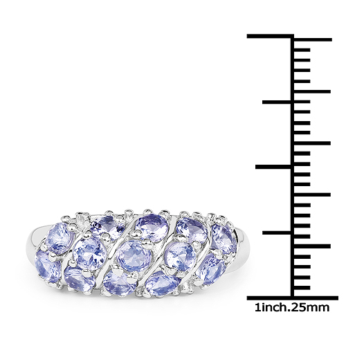 1.35 Carat Genuine Tanzanite .925 Sterling Silver Ring