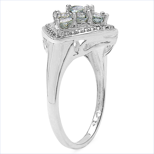 1.02 Carat Genuine Aquamarine .925 Sterling Silver Ring
