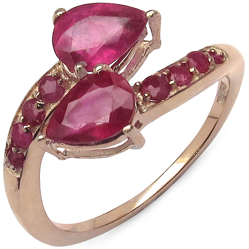 Ruby-14K Rose Gold Plated 2.03 Carat Genuine Glass Filled Ruby .925 Sterling Silver Ring
