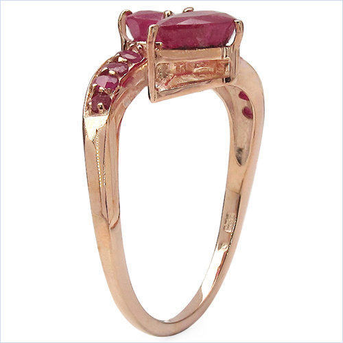14K Rose Gold Plated 2.03 Carat Genuine Glass Filled Ruby .925 Sterling Silver Ring