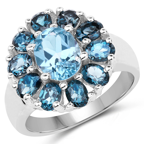 Rings-3.60 Carat Genuine Blue Topaz & London Blue Topaz .925 Sterling Silver Ring