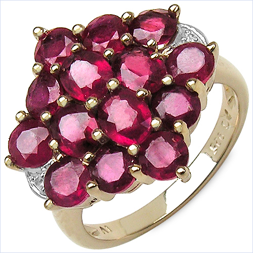 Ruby-4.73 Carat Glass Filled Ruby and White Topaz .925 Sterling Silver Ring