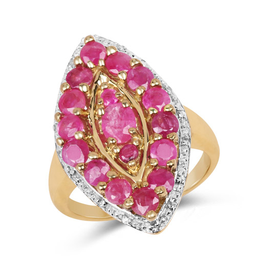 Ruby-14K Yellow Gold Plated 2.30 Carat Genuine Ruby and White Topaz .925 Sterling Silver Ring