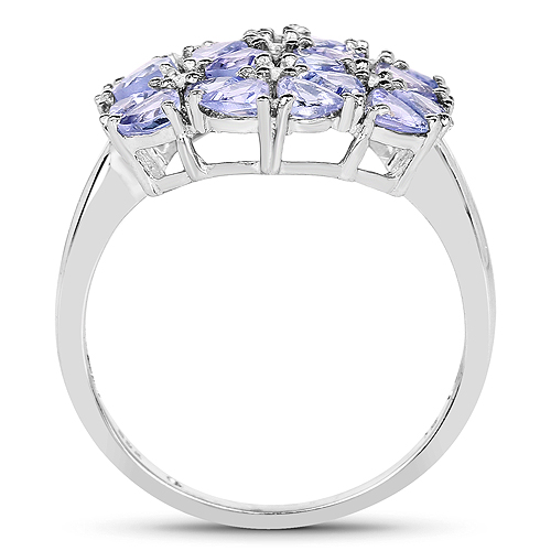 2.47 Carat Genuine Tanzanite and White Topaz .925 Sterling Silver Ring