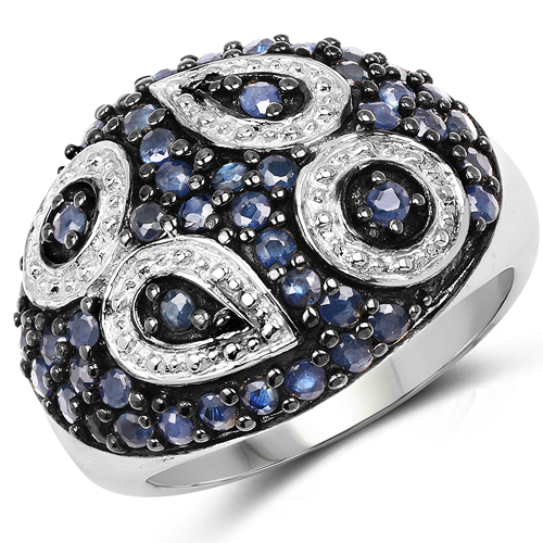 Sapphire-1.44 Carat Genuine Blue Sapphire .925 Sterling Silver Ring