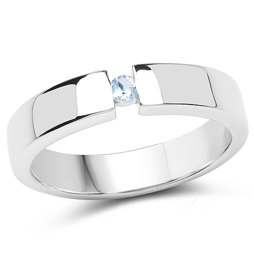 Rings-0.08 Carat Genuine Blue Topaz .925 Sterling Silver Ring