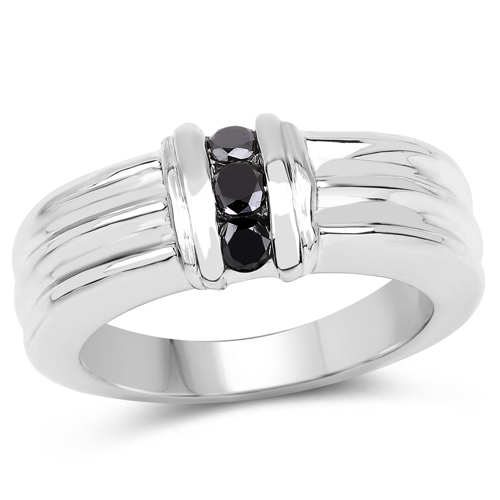 Diamond-0.24 Carat Genuine Black Diamond .925 Sterling Silver Ring