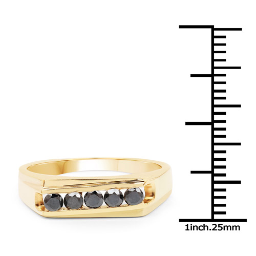 14K Yellow Gold Plated 0.35 Carat Genuine Black Diamond .925 Sterling Silver Ring