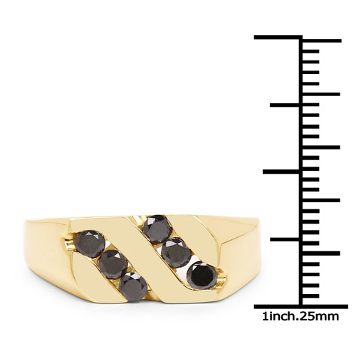 14K Yellow Gold Plated 0.60 Carat Genuine Black Diamond .925 Sterling Silver Ring