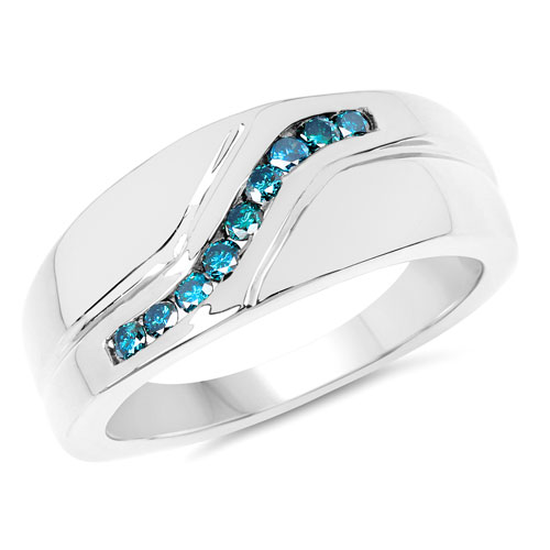 Diamond-0.27 Carat Genuine Blue Diamond .925 Sterling Silver Ring