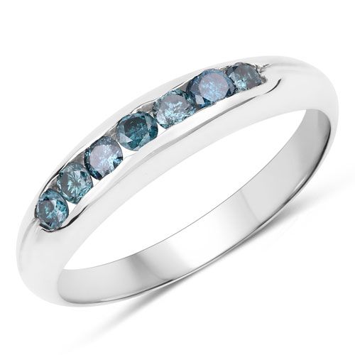 Diamond-0.35 Carat Genuine Blue Diamond .925 Sterling Silver Ring