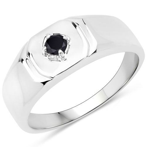 Diamond-0.20 Carat Genuine Black Diamond .925 Sterling Silver Ring