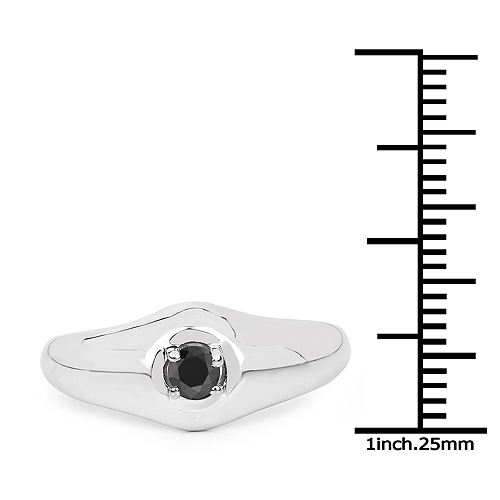 0.17 Carat Genuine Black Diamond .925 Sterling Silver Ring