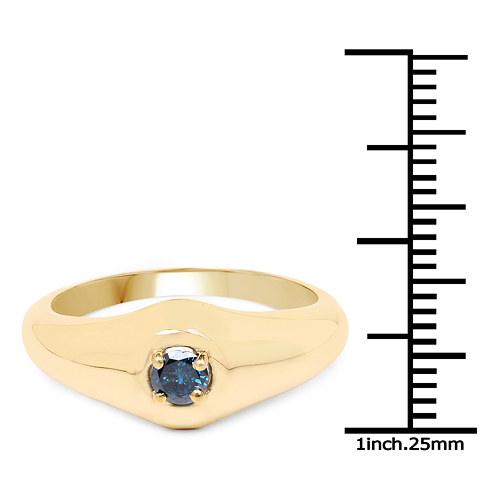 14K Yellow Gold Plated 0.20 Carat Genuine Blue Diamond .925 Sterling Silver Ring