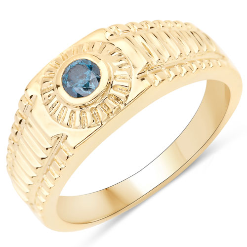 Diamond-0.20 Carat Genuine Blue Diamond .925 Sterling Silver Ring