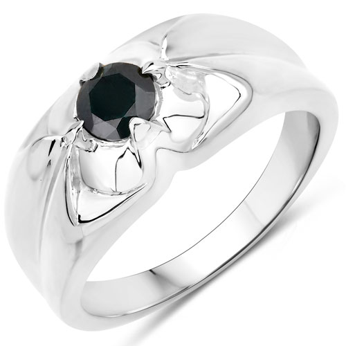 Diamond-0.50 Carat Genuine Black Diamond .925 Sterling Silver Ring