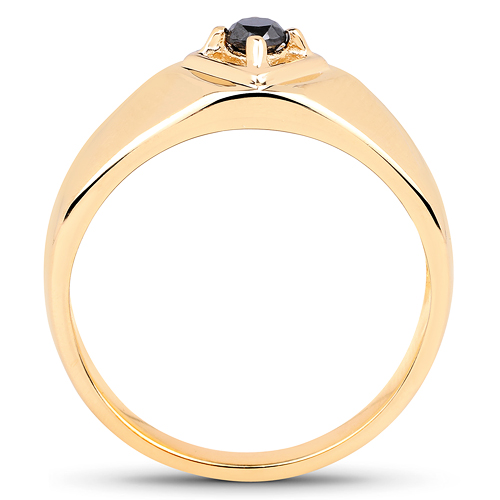 14K Yellow Gold Plated 0.12 Carat Genuine Black Diamond .925 Sterling Silver Ring