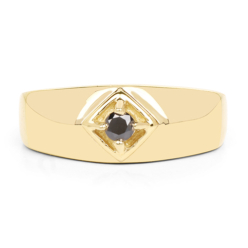 14K Yellow Gold Plated 0.12 Carat Genuine Black Diamond .925 Sterling Silver Ring