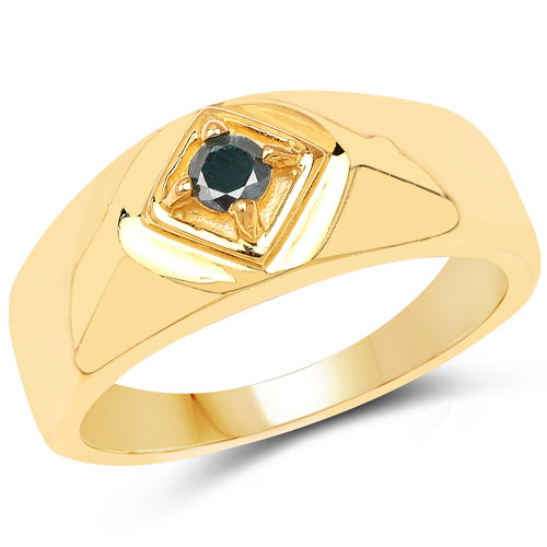 Diamond-0.12 Carat Genuine Blue Diamond .925 Sterling Silver Ring