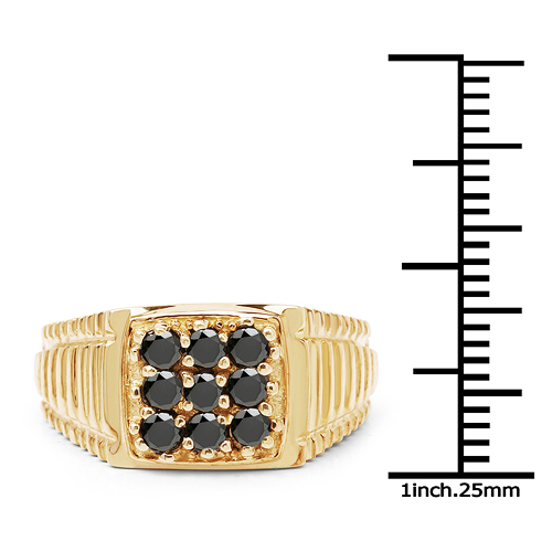 14K Yellow Gold Plated 0.63 Carat Genuine Black Diamond .925 Sterling Silver Ring