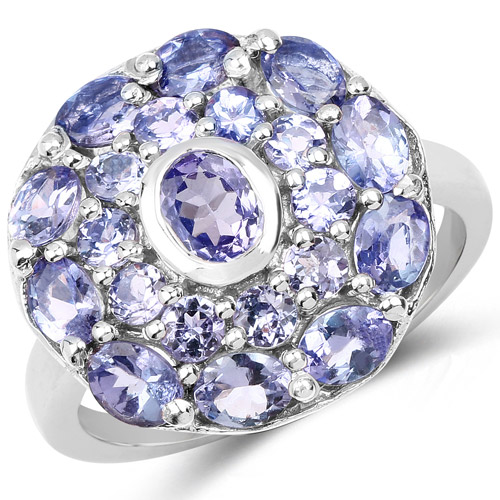 Tanzanite-2.73 Carat Genuine Tanzanite .925 Sterling Silver Ring