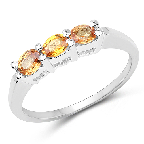 Sapphire-0.60 Carat Genuine Yellow Sapphire .925 Sterling Silver Ring