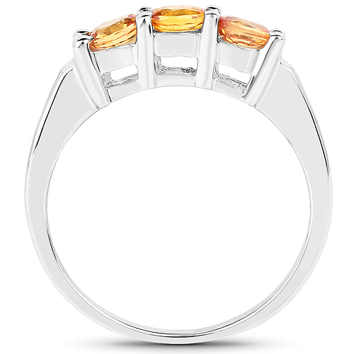 0.60 Carat Genuine Yellow Sapphire .925 Sterling Silver Ring