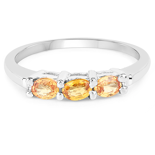0.60 Carat Genuine Yellow Sapphire .925 Sterling Silver Ring