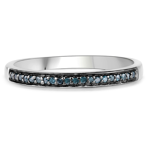 0.08 Carat Genuine Blue Diamond .925 Sterling Silver Ring