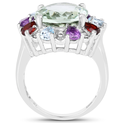 6.53 Carat Genuine Multi Stones .925 Sterling Silver Ring