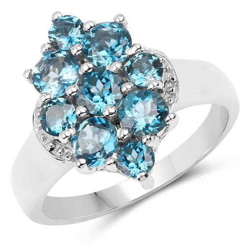 Rings-2.16 Carat Genuine London Blue Topaz .925 Sterling Silver Ring