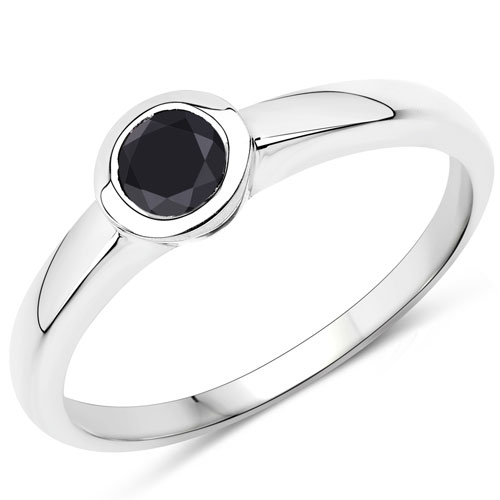 Diamond-0.50 Carat Genuine Black Diamond .925 Sterling Silver Ring