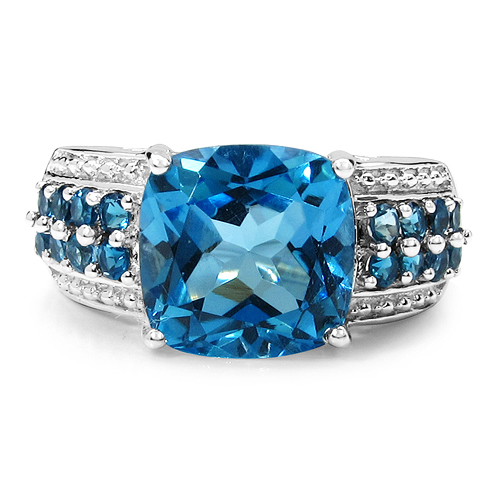 5.91 Carat Genuine Blue Topaz .925 Sterling Silver Ring