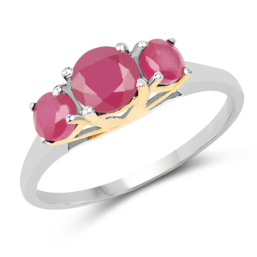 Ruby-14K Yellow Gold Plated 1.50 Carat Genuine Glass Filled Ruby .925 Sterling Silver Ring