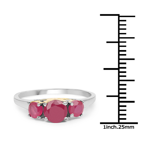 14K Yellow Gold Plated 1.50 Carat Genuine Glass Filled Ruby .925 Sterling Silver Ring