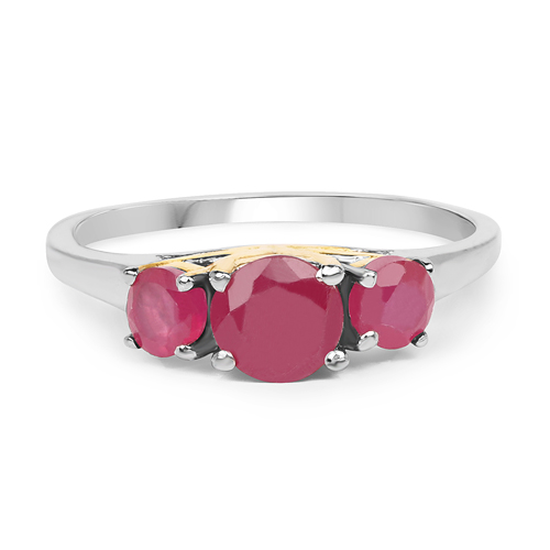 14K Yellow Gold Plated 1.50 Carat Genuine Glass Filled Ruby .925 Sterling Silver Ring