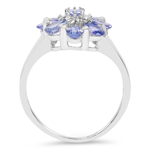 1.88 Carat Genuine Tanzanite and White Topaz .925 Sterling Silver Ring