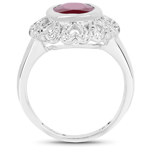 3.10 Carat Glass Filled Ruby .925 Sterling Silver Ring